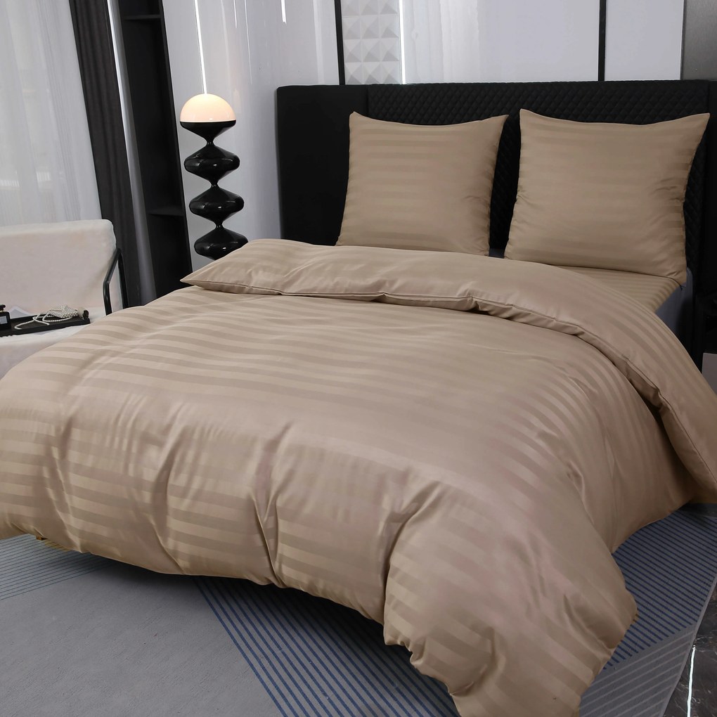 Hotelové obliečky z mikrovlákna JASMINE béžové - prúžok 2 cm Rozmer obliečky: 70 x 90 cm | 140 x 200 cm
