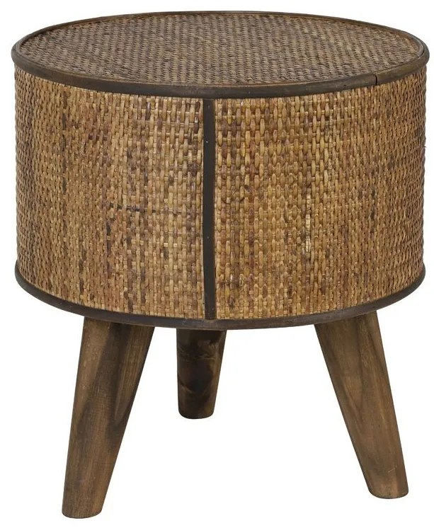 Hnedý drevený odkladací stolík Canya - Ø 35*39 cm