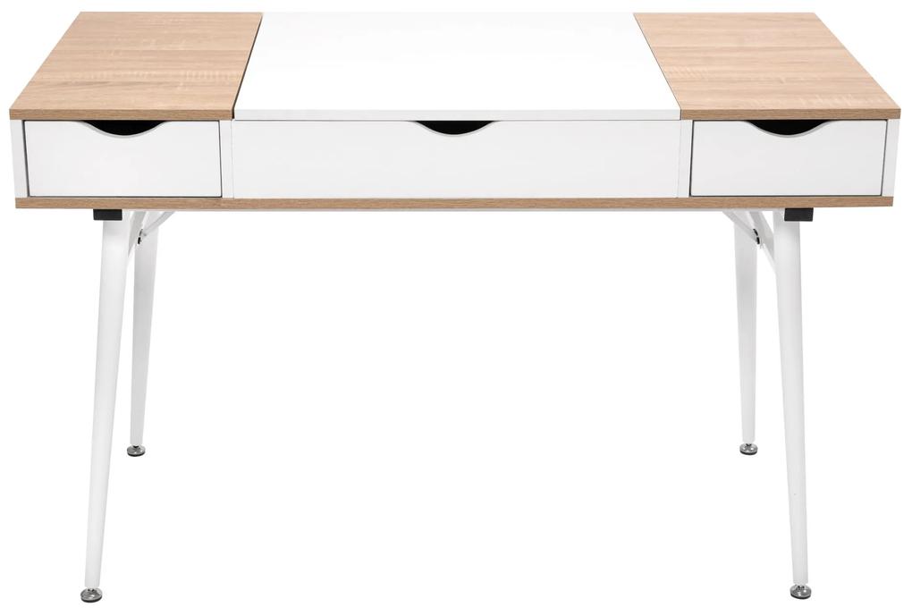 Tutumi, stôl so zásuvkami v škandidávskom štýle 120x50x77 cm 190303, biela-dub sonoma, MEB-02569