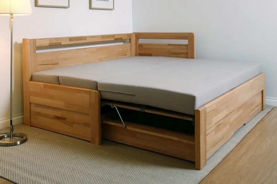 BMB TANDEM ORTHO bez roštov 90 x 200 cm - rozkladacia posteľ z lamina s ľavou podrúčkou, lamino