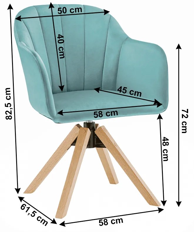 Kondela Otočné kreslo, velvet látka, neomint/buk, DALIO
