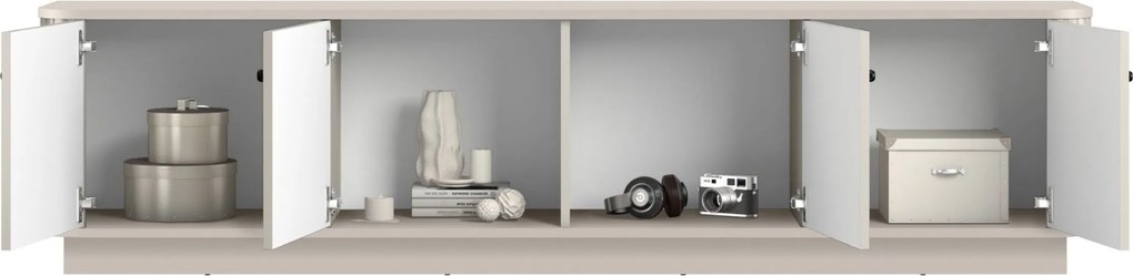 TV skrinka Vespera 4D 187 cm na sokli - kašmírová / čierna