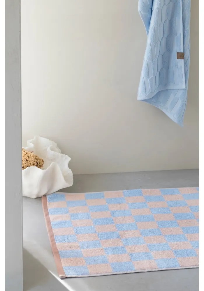 Modro-ružová kúpeľňová predložka z bio bavlny 50x80 cm Retro – Mette Ditmer Denmark