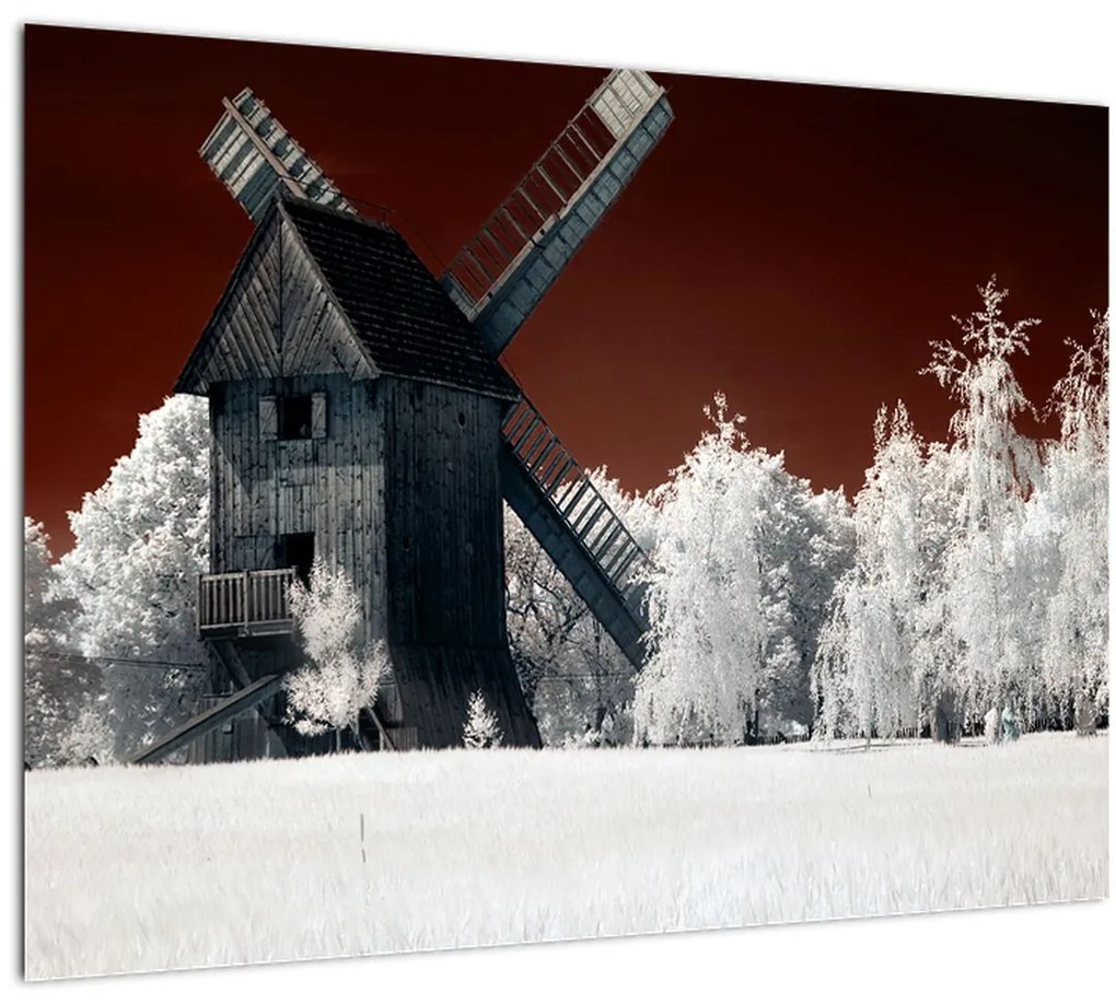 Sklenený obraz mlyna (70x50 cm)