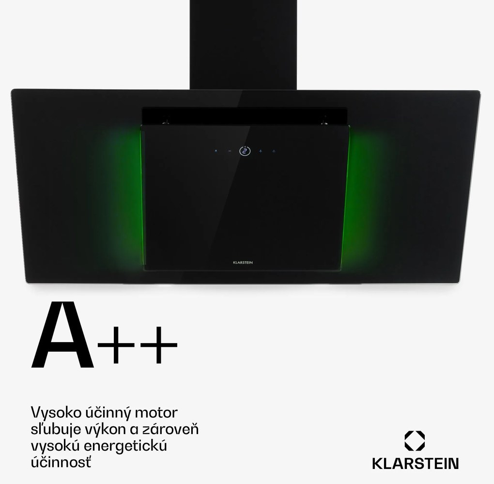 Klarstein Eleonora 90, digestor, 90 cm, nastenný, 426 m³/h, dotykový panel, LED, A++, čierny