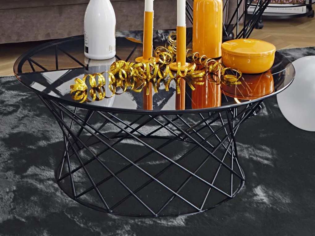 Okrúhly konferenčný stolík Noa 80 cm, čierny/sivý