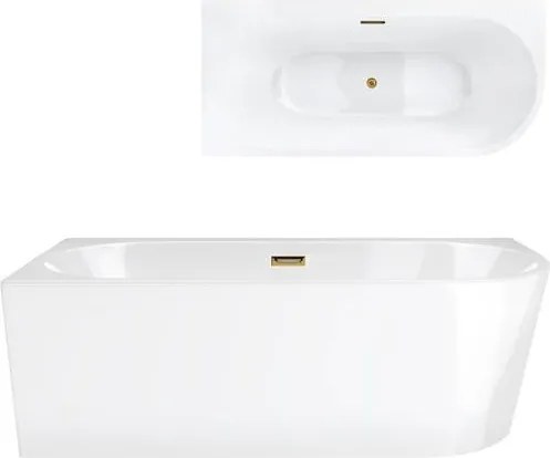 Rohová vaňa Corsan Intero 150 x 74, ľavostranná montáž, zlatá zátka