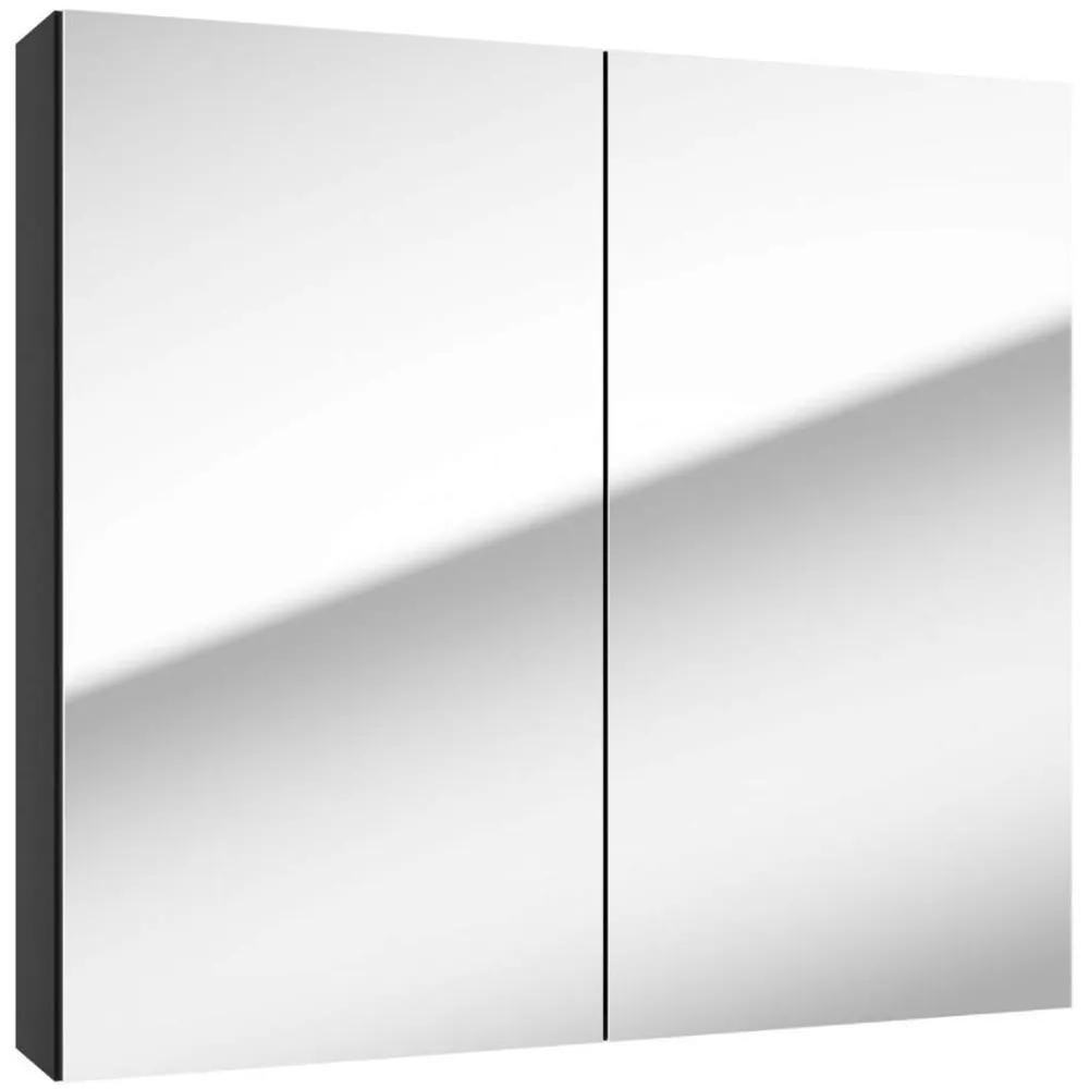 KIELLE Vega závesná zrkadlová skrinka, 2 dvierka, 800 x 154 x 730 mm, matná čierna, 50118804