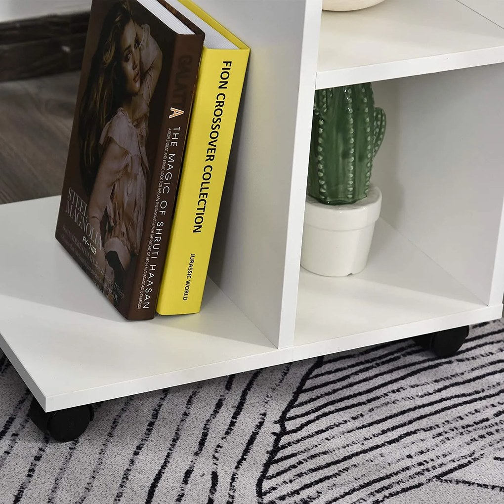 ModernHome Biely stolík na kolieskach - organizér