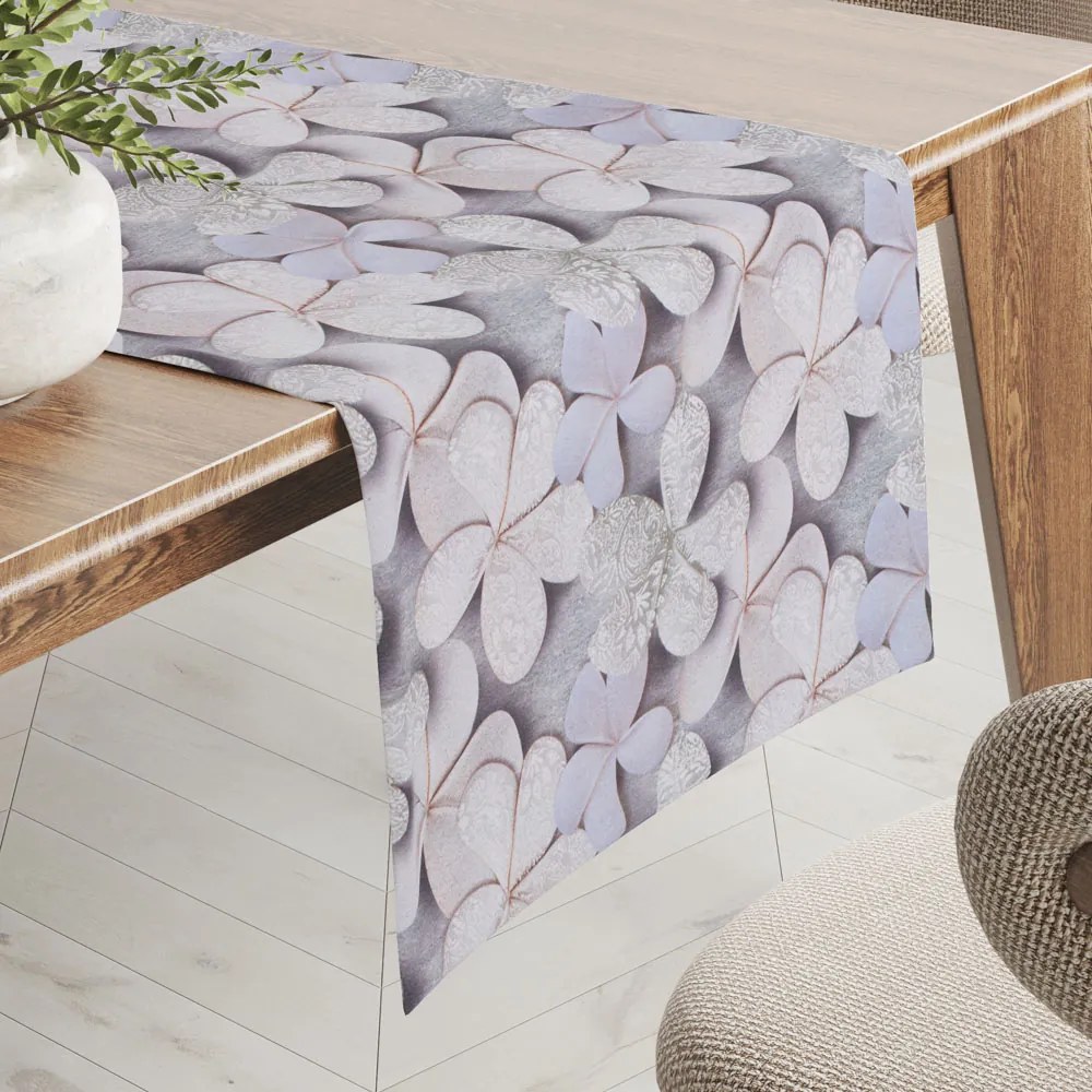 Biante Dekoračný behúň na stôl PML-032 Designové kvety na sivom 45x120 cm