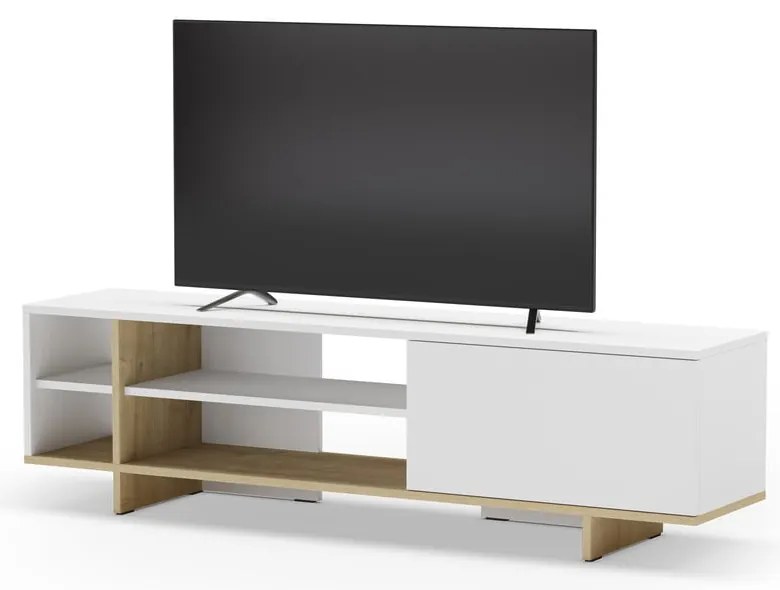 Biely TV stolík v dekore duba 160x44 cm Cequoia – Marckeric