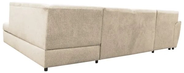Rozkladacia rohová sedacia súprava SERPA do tvaru U, pravá, béžová, s úložným priestorom