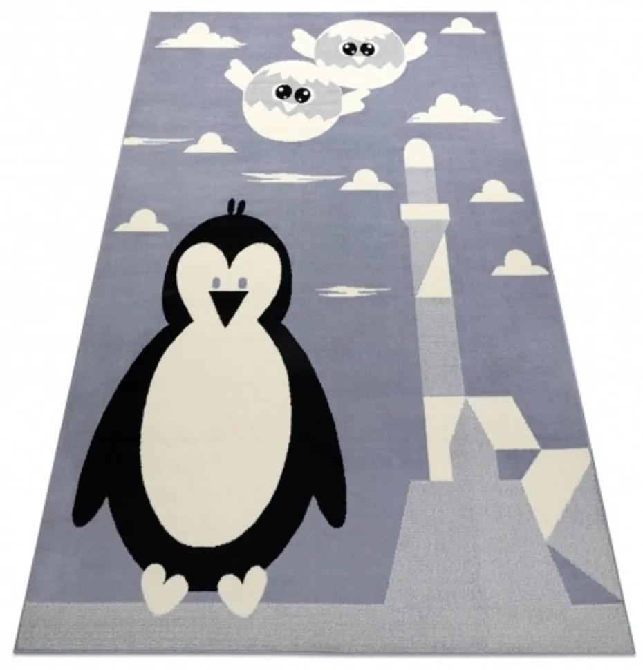 Detský kusový koberec PP Tučniak šedý 140x190cm