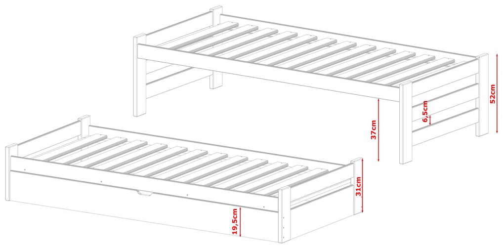 Detská posteľ 80 x 180 cm ANISSA (s roštom a úl. priestorom) (biela). Akcia -10%. Vlastná spoľahlivá doprava až k Vám domov. 1013001