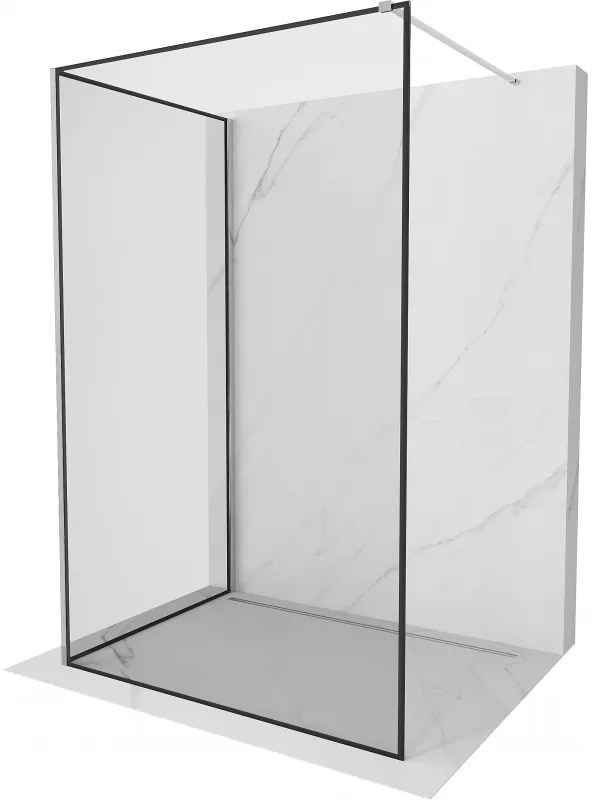 Mexen Kioto, 2-stenová sprchová zástena Walk-In 130 x 100 cm, 8mm číre sklo čierny vzor, chrómový profil, 800-130-212-01-70-100