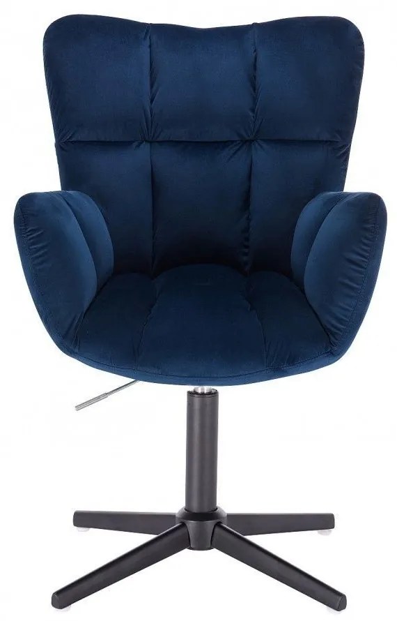 LuxuryForm DESIGN Otočné kreslo AURORA VELUR na čiernom kríži - modré