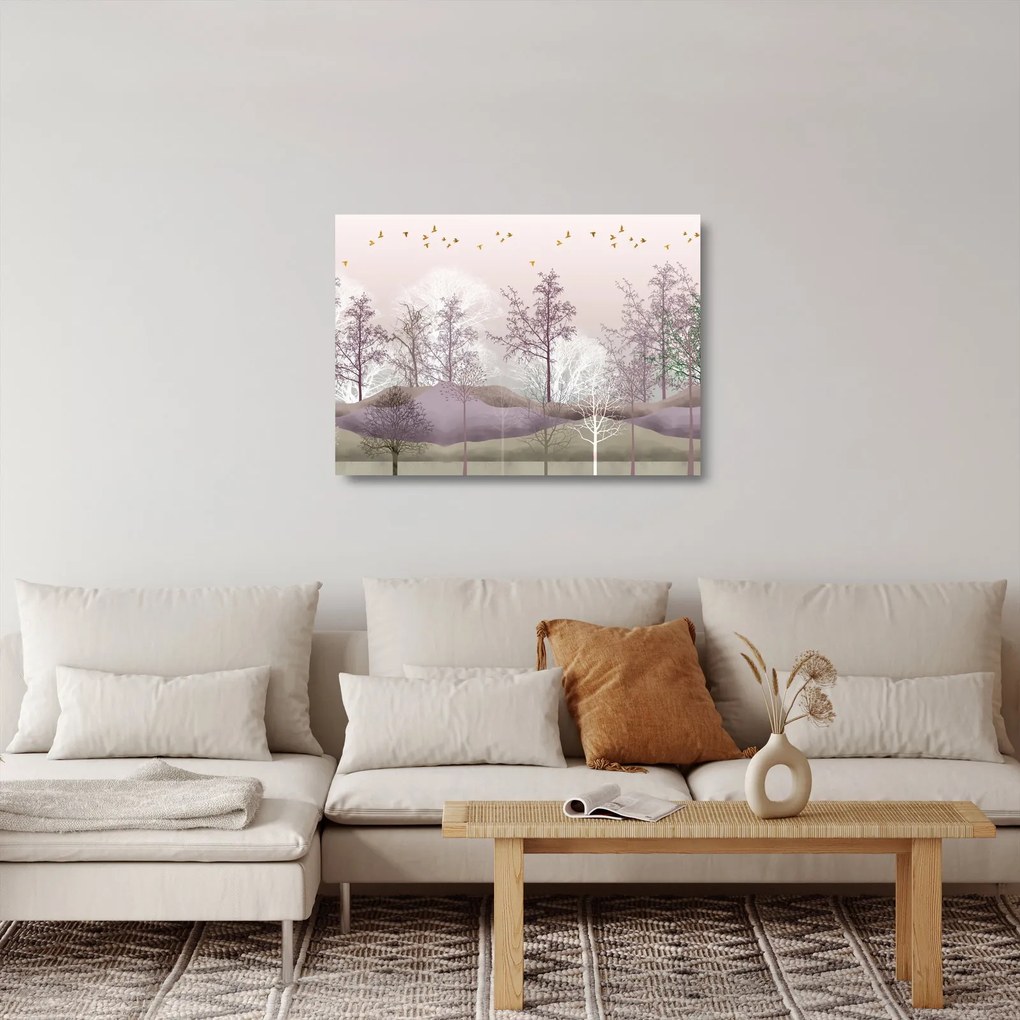 Sklenený obraz lesa (70x50 cm)