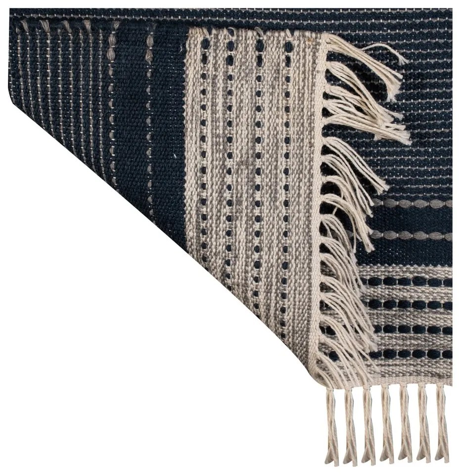 Tmavomodrý obojstranný vonkajší koberec z recyklovaného plastu Green Decore Civil, 80 x 180 cm