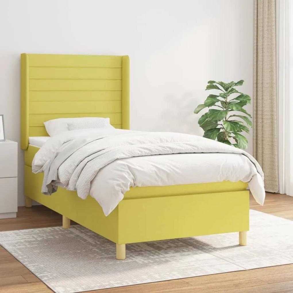 Boxspring posteľ s matracom zelená 100x200 cm látka 3132056