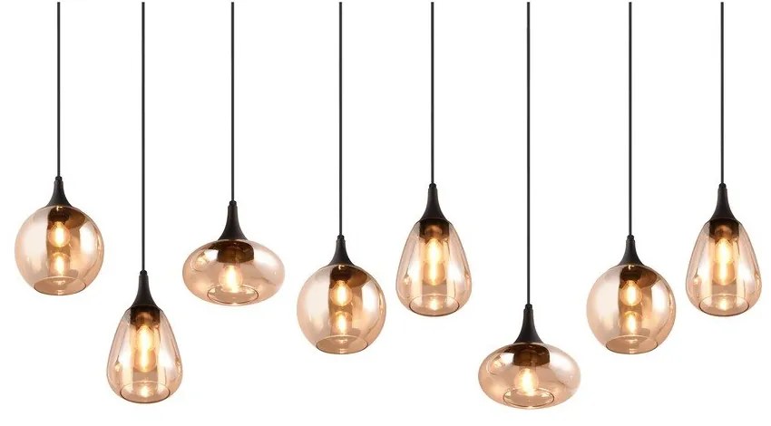 Čierno-oranžové závesné svietidlo so skleneným tienidlom Lumina – Trio