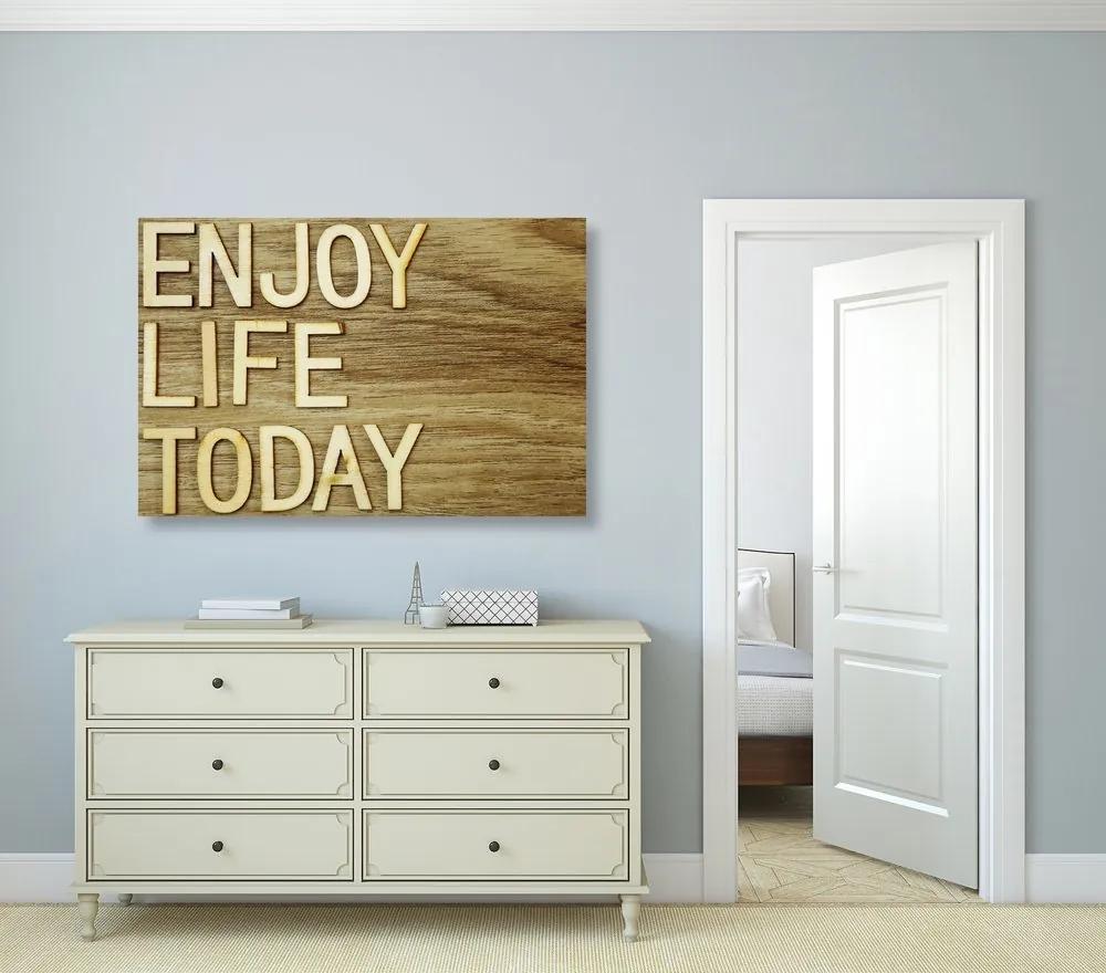 Obraz s citátom - Enjoy life today - 120x80