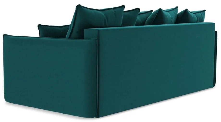 Tyrkysovomodrá zamatová rozkladacia/s úložným priestorom pohovka 225 cm Hula – Makamii