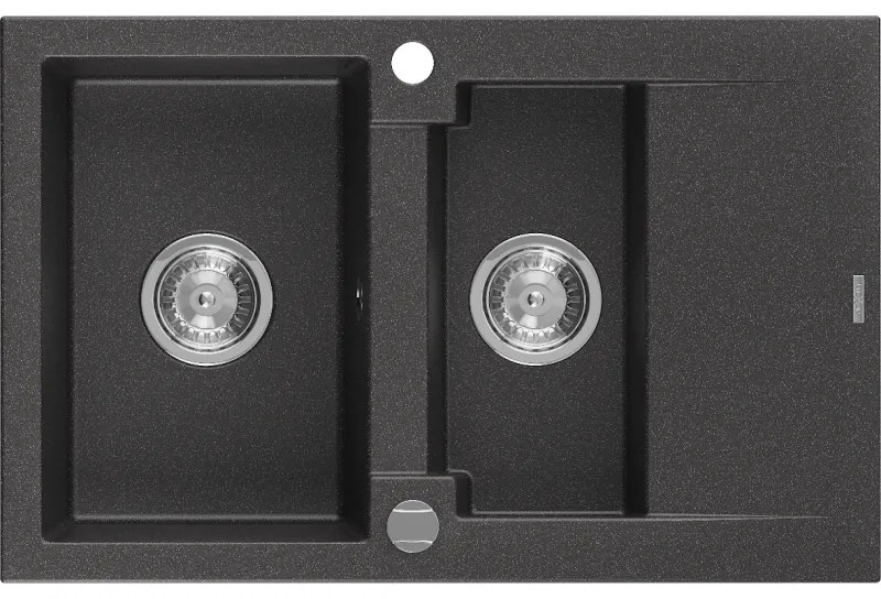 Mexen Gaspar - drez granitový 73,7x47,5cm, 1,5-komorový, čierna-škvrny, 6507731505-76