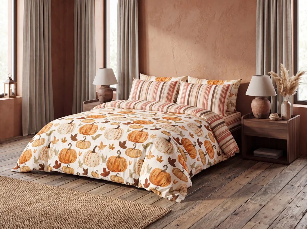 Flanelové obliečky PUMPKINS & STRIPES farebné Rozmer obliečky: 2 ks 70 x 90 cm | 200 x 220 cm