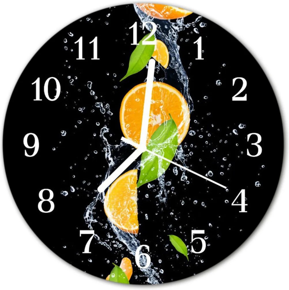 Nástenné sklenené hodiny  pomaranče