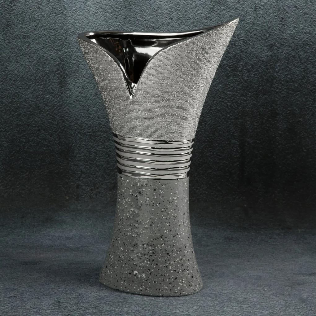 Dekoračná váza NELI 21x10x40 CM STRIEBORNÁ