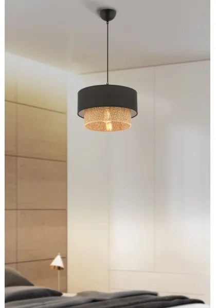 Luster na lanku ECHO 1xE27/60W/230V čierna/hnedá