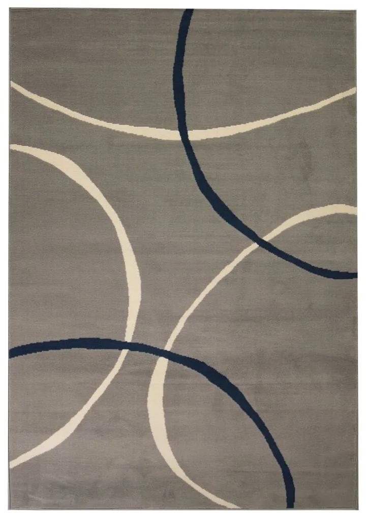 vidaXL Moderný koberec, kruhový dizajn, 140x200 cm, sivý