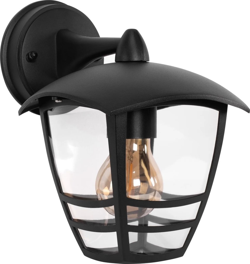 Toolight Toolight, JNH037-1G, vonkajšie nástenné svietidlo v tvare lampáša, 1×E27, IP44, čierna matná, OSW-56223