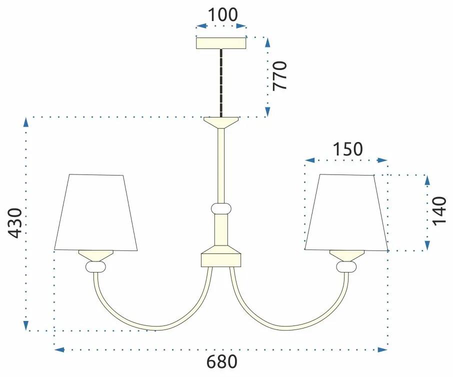 Toolight, stropná lampa 5xE14 APP1014-5CP, béžová, OSW-05557