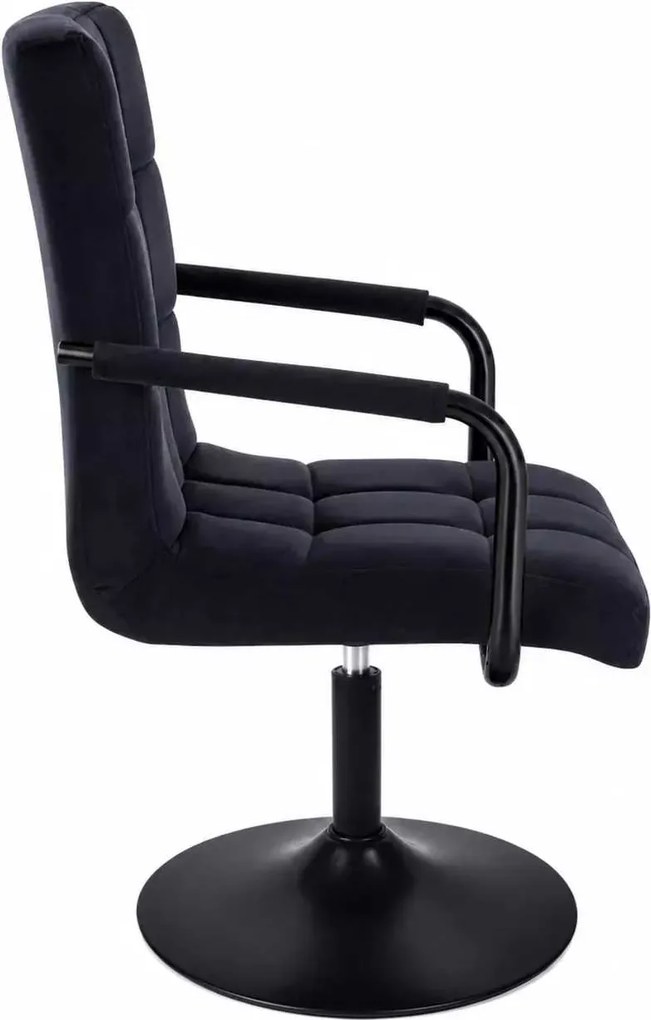 LuxuryForm DESIGN Otočná stolička VERONA BLACK VELUR na čiernom tanieri - čierna
