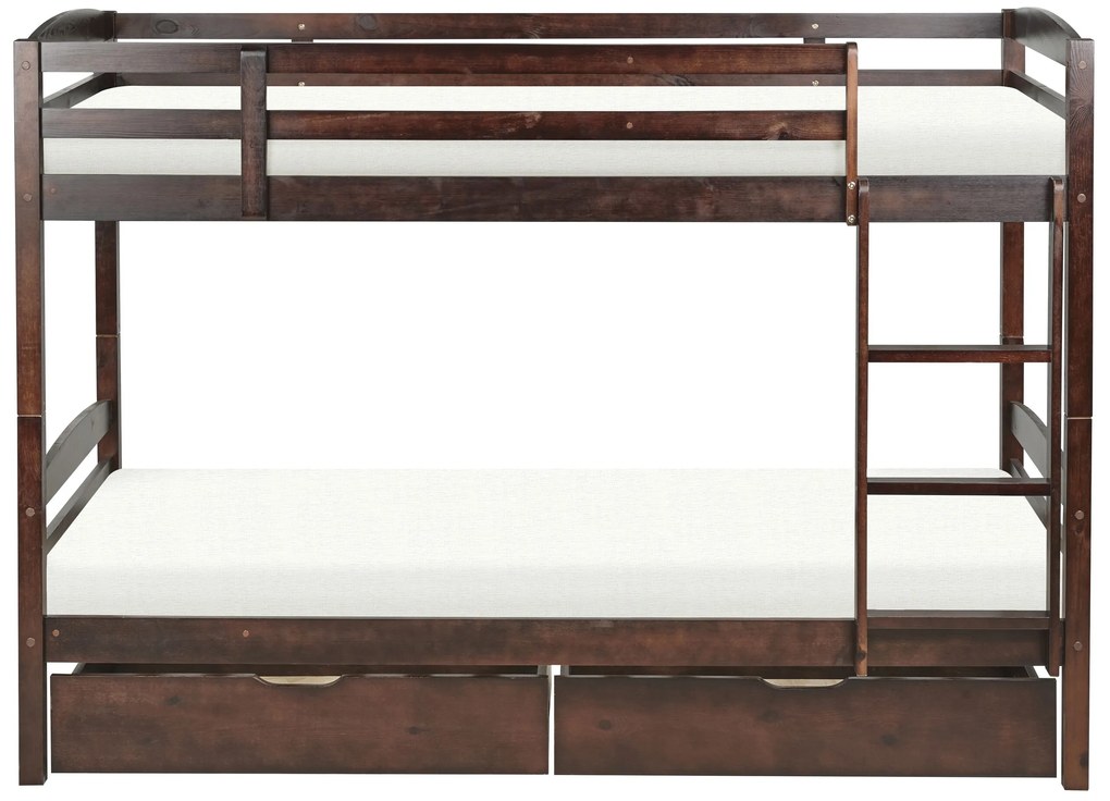 Poschodová posteľ s úložným priestorom 90 x 200 cm tmavé drevo REGAT Beliani