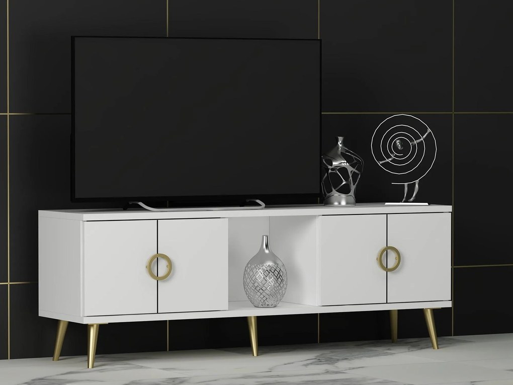 TV stolík/skrinka Tesobu (biela) . Akcia -19%. Vlastná spoľahlivá doprava až k Vám domov. 1095208