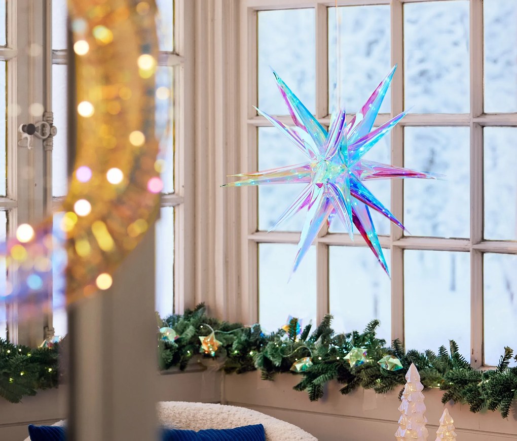 LED svetelná reťaz, opalizované hviezdy