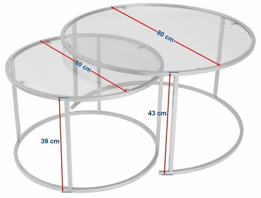 Súprava konferenčných stolíkov Aurum Gold 80 cm, 2 ks
