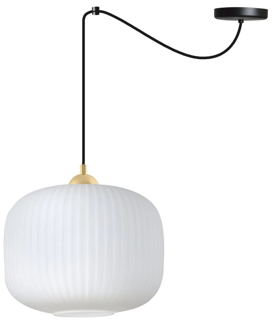 Závesné svietidlo Riffle Spider 3, 1x biele sklenené tienidlo, b/g