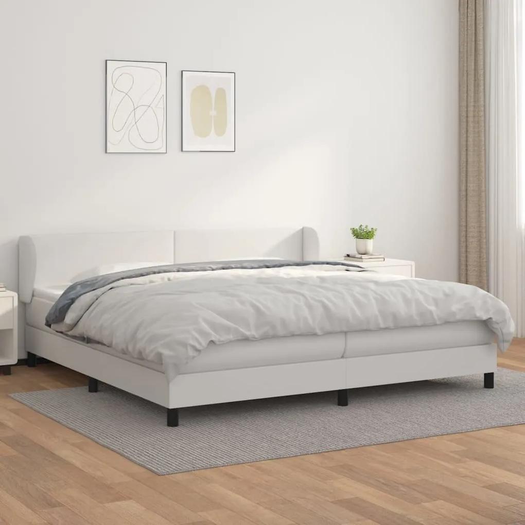 Boxspring posteľ s matracom biela 200x200 cm umelá koža 3127212