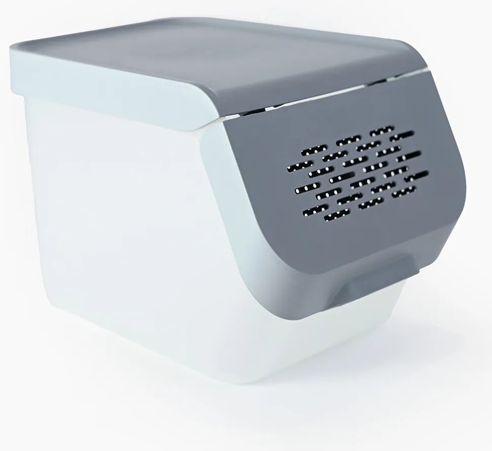 ALTOM Úložný box na zemiaky a cibuľu s vetraním, sivý (10 l)