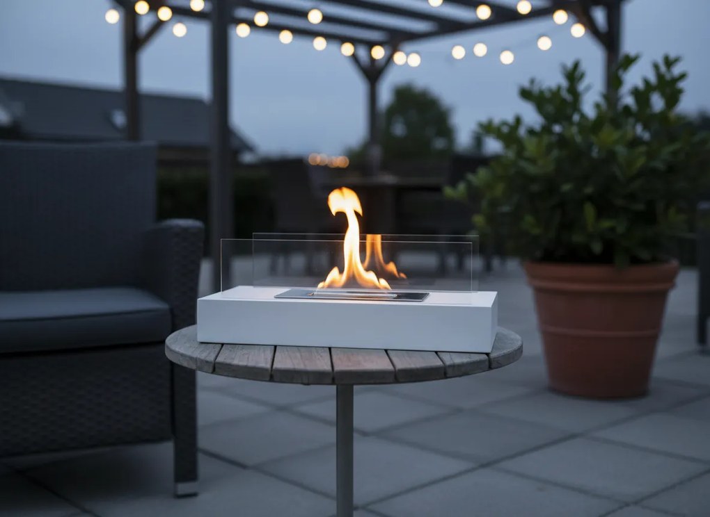 BIOKAMÍN NA STÔL 35 × 18 × 15 CM, BIELY