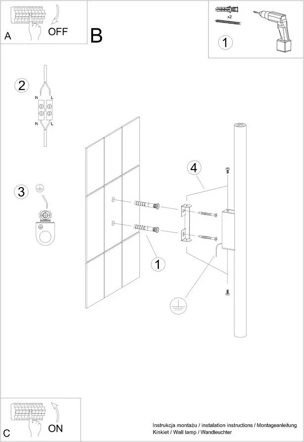 Biele nástenné svietidlo ø 2,5 cm Fideus – Sollux