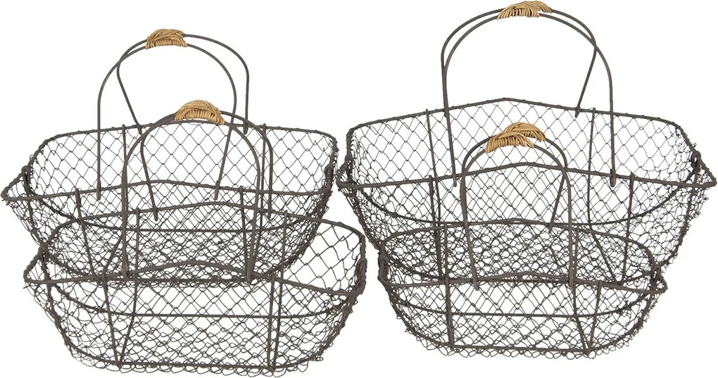 Set 4 drôtených košíkov s ušami Filaire - 38 * 28 * 15 * 36/34 * 23 * 32/31 * 20 * 27/27 * 17 * 24 cm
