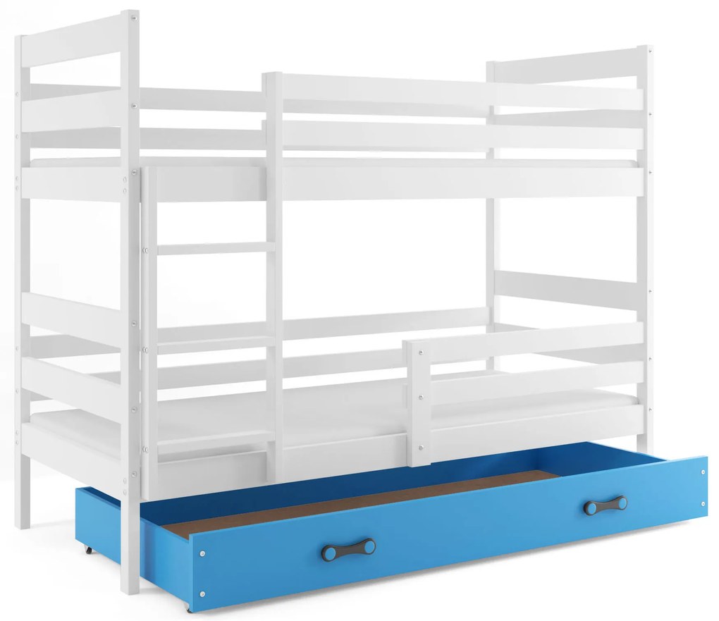 Poschodová posteľ ERIK 2 - 190x80cm - Biela - Modrá