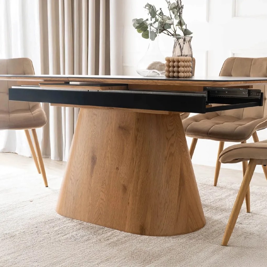 PROXIMA.store - Rozkladací jedálenský stôl LIZBONA FARBA: čierna, konštrukcia: dub