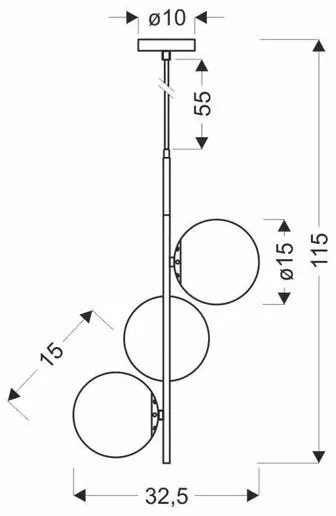 Luster na lanku DUO 3xE14/40W/230V zlatá/čierna