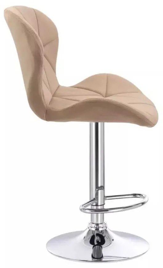 LuxuryForm DESIGN Barová stolička LIVIO VELUR na striebornom tanieri - latte