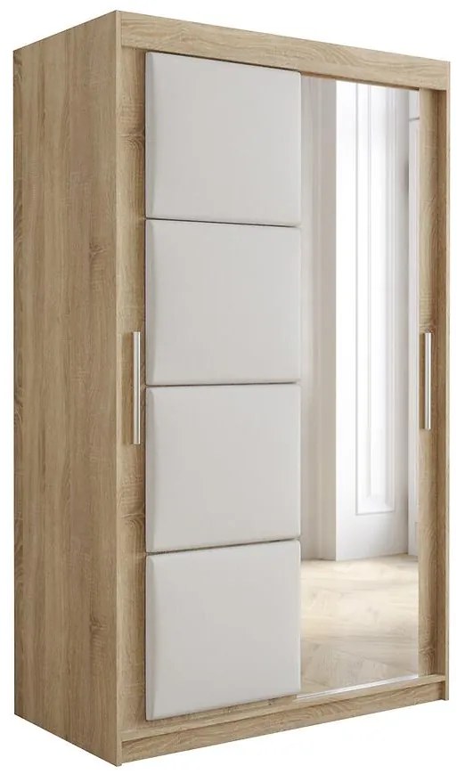 Skriňa Tapi 120 Dub Sonoma/Biela ekokoža